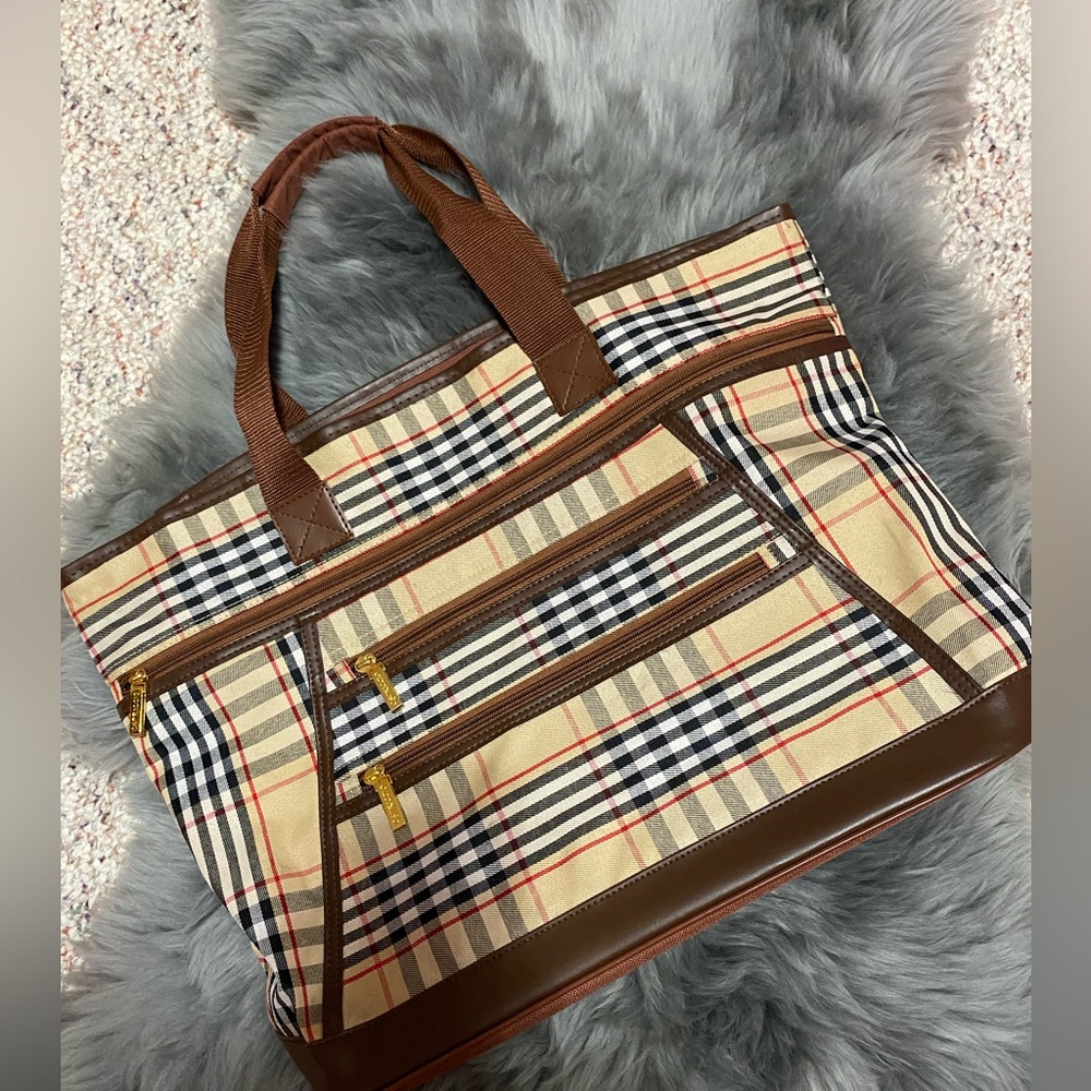 Plaid overnight bag